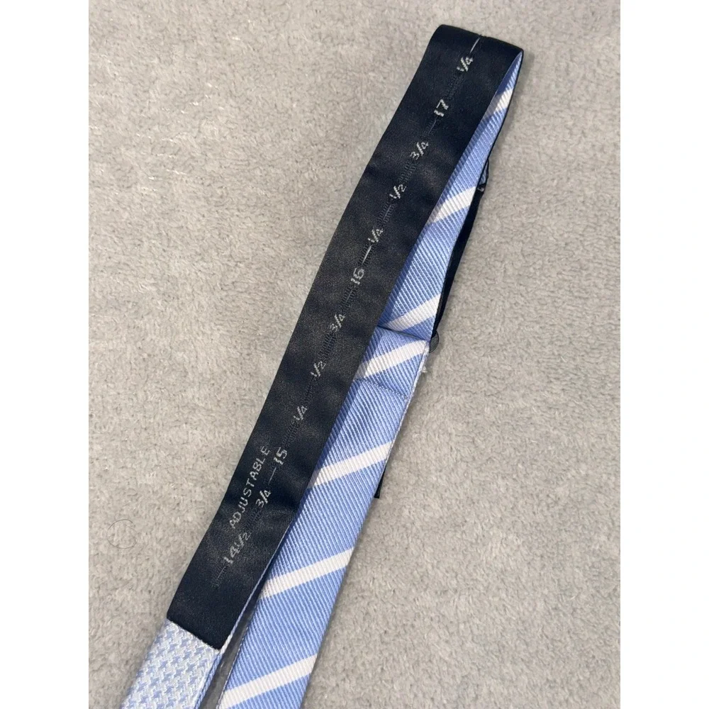 Saddlebred Mens Blue White Striped Silk Blend Adjustable Self-Tie Bow Tie
